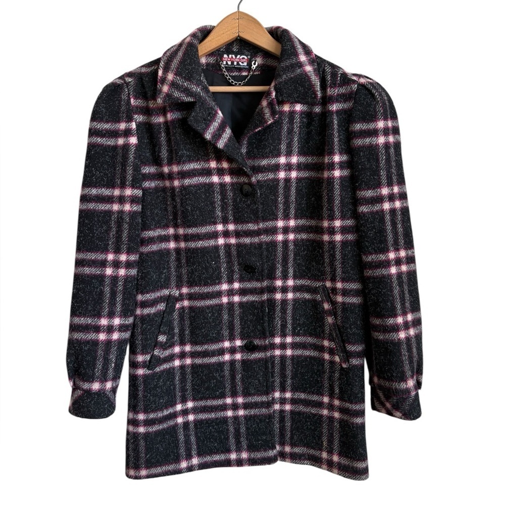 Vintage NYG New York Girl Plaid Wool Blend Coat Union Made USA Size 10